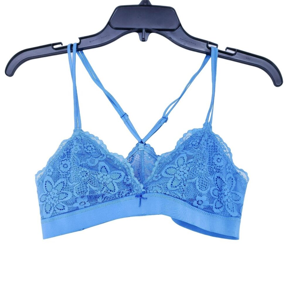 Aerie Bralette Blue Floral Lace Size Small